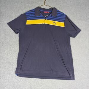 Puma Polo Shirt Mens Large Striped Golf Athletic Performance Short Sleeve